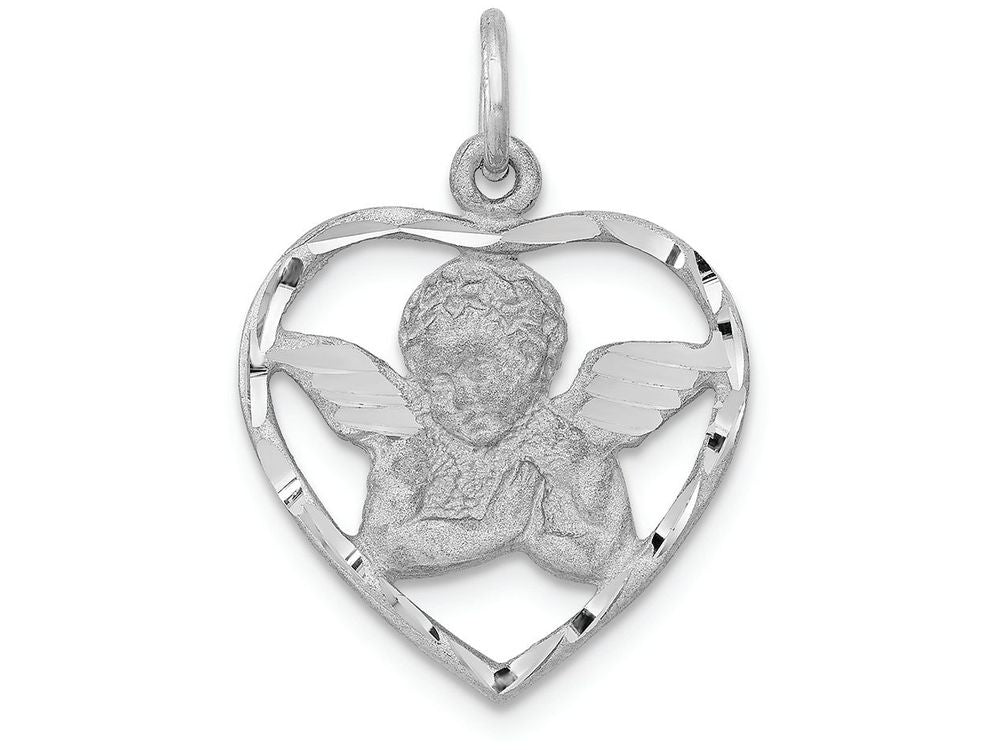 FJC Finejewelers 14k White Gold Angel In Heart Charm