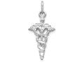 FJC Finejewelers 14k White Gold 3d Caduceus Charm