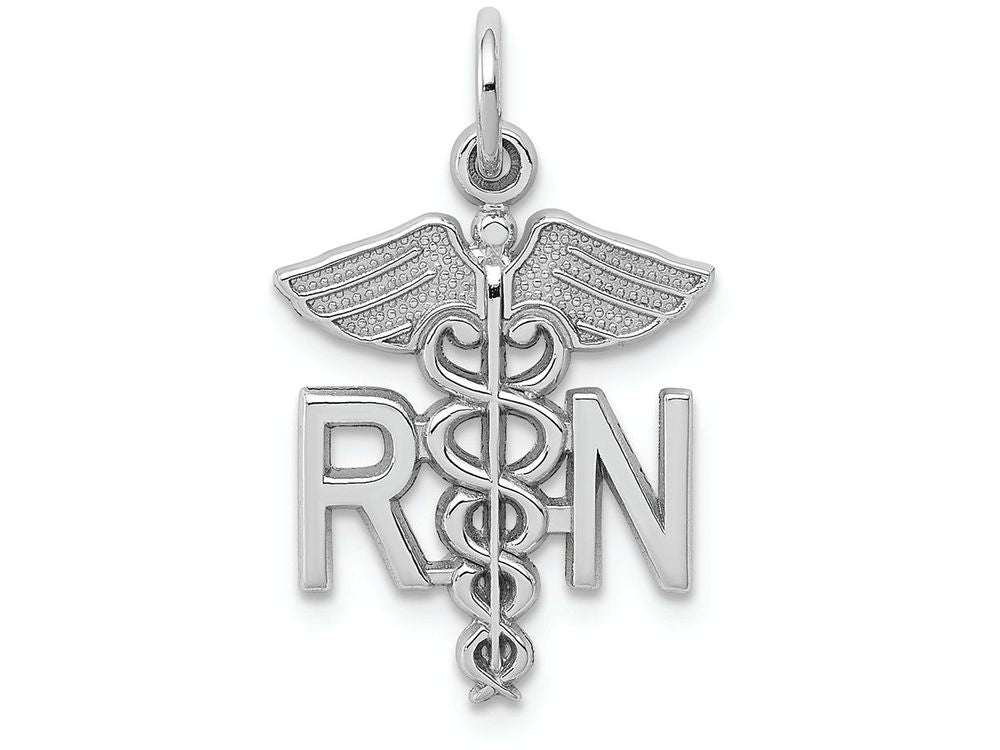 FJC Finejewelers 14k White Gold Registered Nurse Charm 12 x 25mm