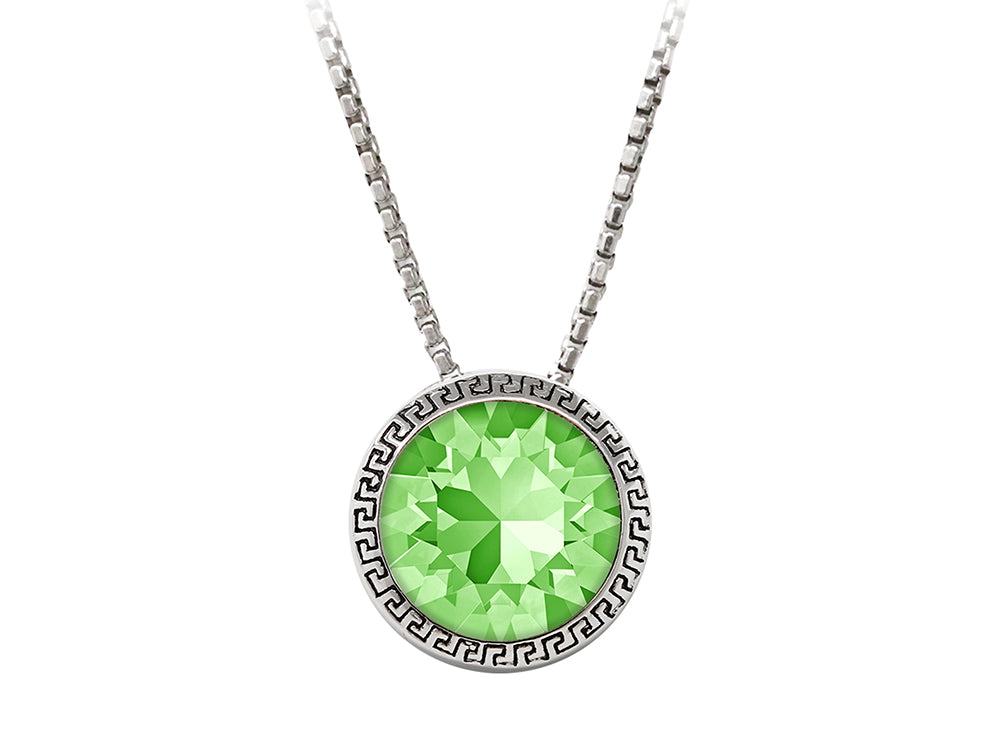 Wind and Fire August 8mm Crystal Birthstone Greek Key Necklace 18 Inches