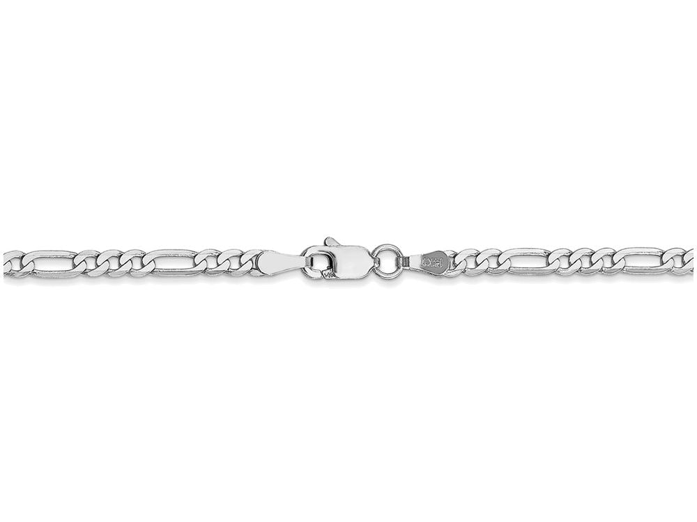 FJC Finejewelers 9 Inch 14k White Gold 2.75mm Flat Figaro Chain Ankle Bracelet (Smaller Ankles)
