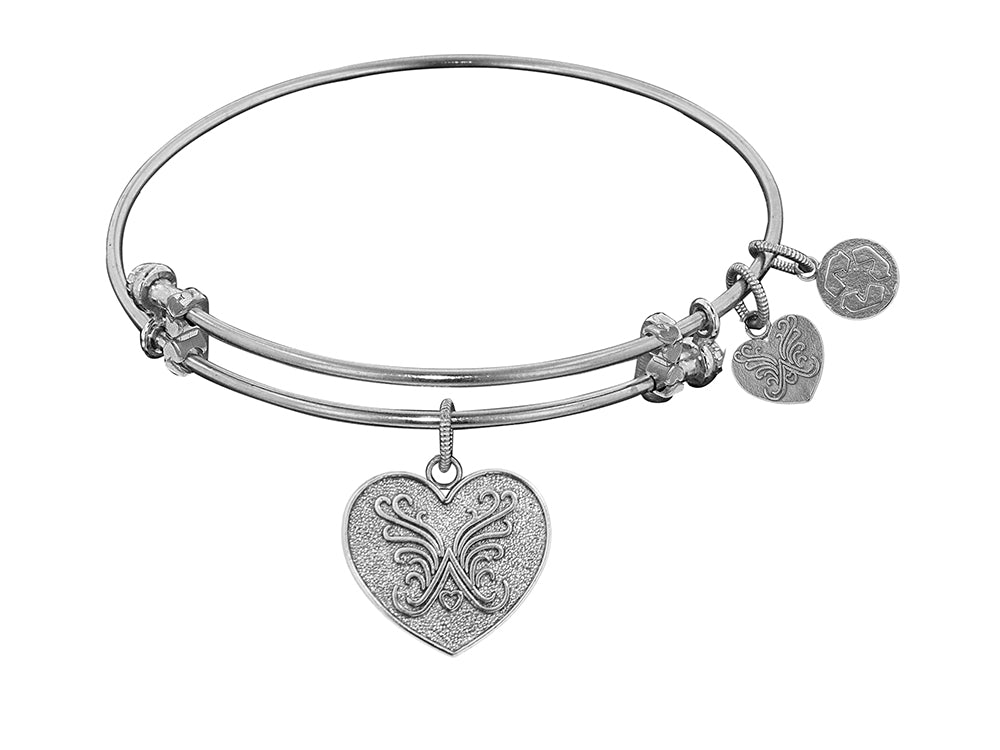 Angelica Collection Non-antique White Stipple Finish Brass angelica Heart Expandable Bangle