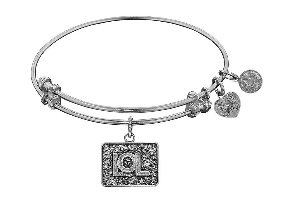 Angelica Collection Antique White Stipple Finish Brass laughing Out Loud Expandable Bangle