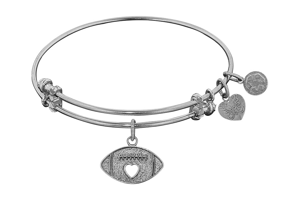 Angelica Collection Non-antique White Stipple Finish Brass football Expandable Bangle