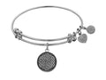 Angelica Collection Antique White Smooth Finish Brass flower Of Life Expandable Bangle