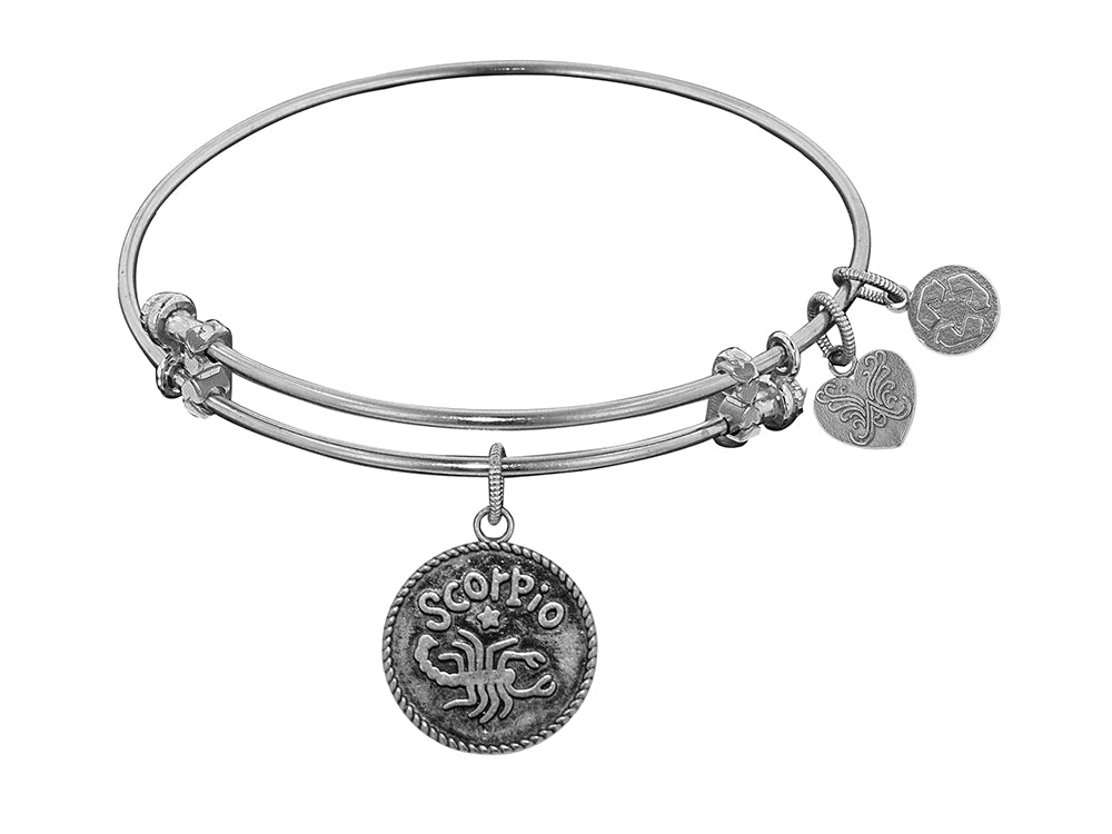 Angelica Collection Antique White Smooth Finish Brass scorpio - October Expandable Bangle
