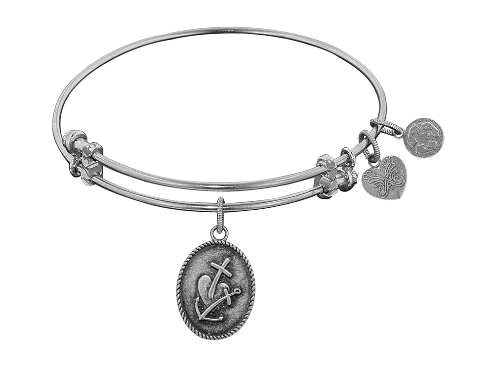 Angelica Collection Antique White Smooth Finish Brass faith, Hope, Charity Expandable Bangle