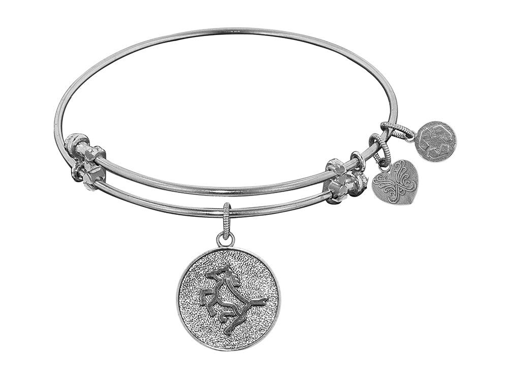 Angelica Collection Non-antique White Stipple Finish Brass horse Expandable Bangle