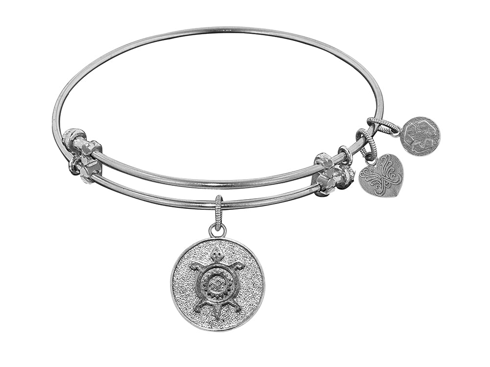 Angelica Collection Non-antique White Smooth Finish Brass longevity With Turtle Expandable Bangle