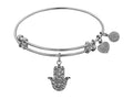 Angelica Collection Antique White Stipple Finish Brass hamsa Expandable Bangle