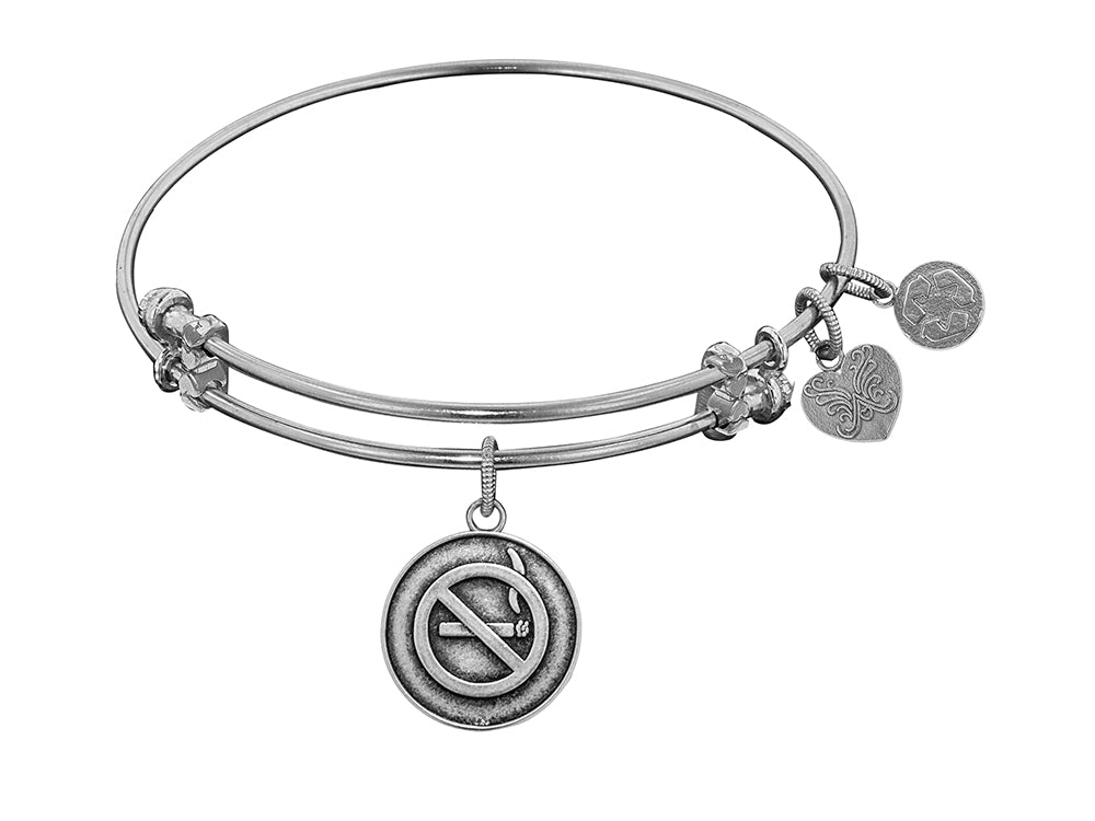 Angelica Collection Antique White Smooth Finish Brass no Smoking Expandable Bangle