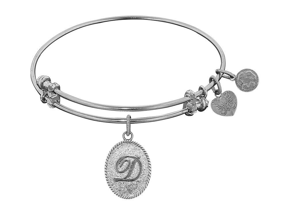Angelica Collection Non-antique White Stipple Finish Brass Initial d Expandable Bangle