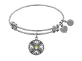 Angelica Collection Antique White Finish Brass August Simulated Peridot Expandable Bangle