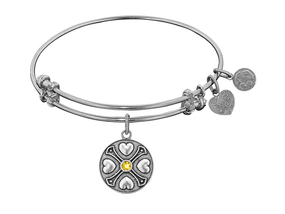 Angelica Collection Antique White Finish Brass November Simulated Expandable Bangle