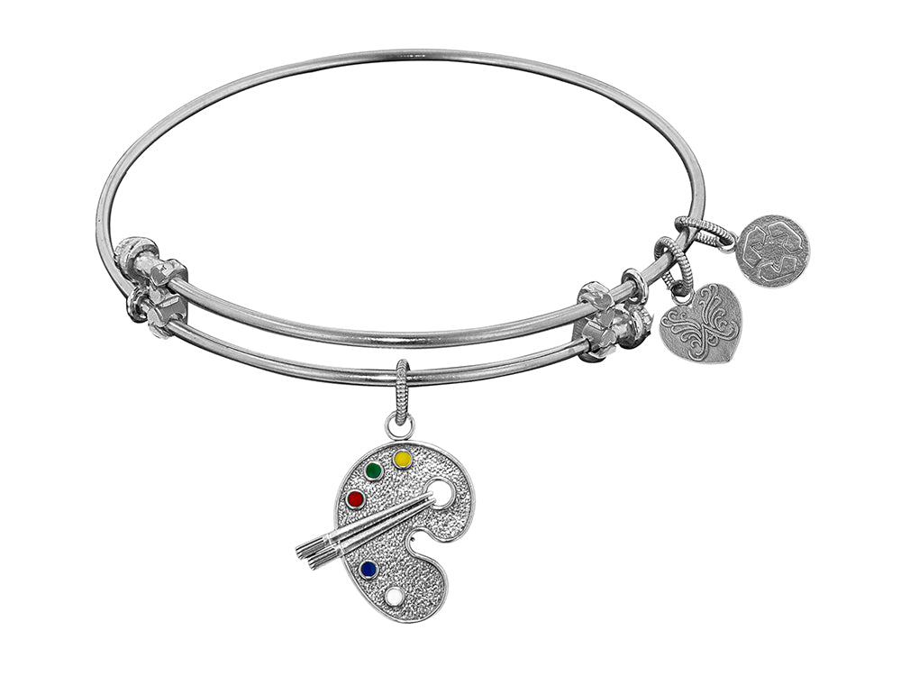 Angelica Collection Non-antique White Stipple Finish Brass With Enamel paint Pallet Expandable Bangle