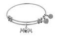 Angelica Collection Non-antique White Smooth Finish Brass MOM Heart Expandable Bangle