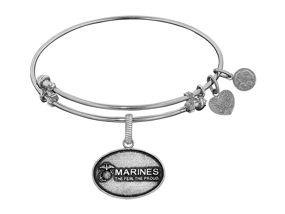 Angelica Collection Brass with White Finish U.S. Marines The Few. The Proud. Expandable Bangle