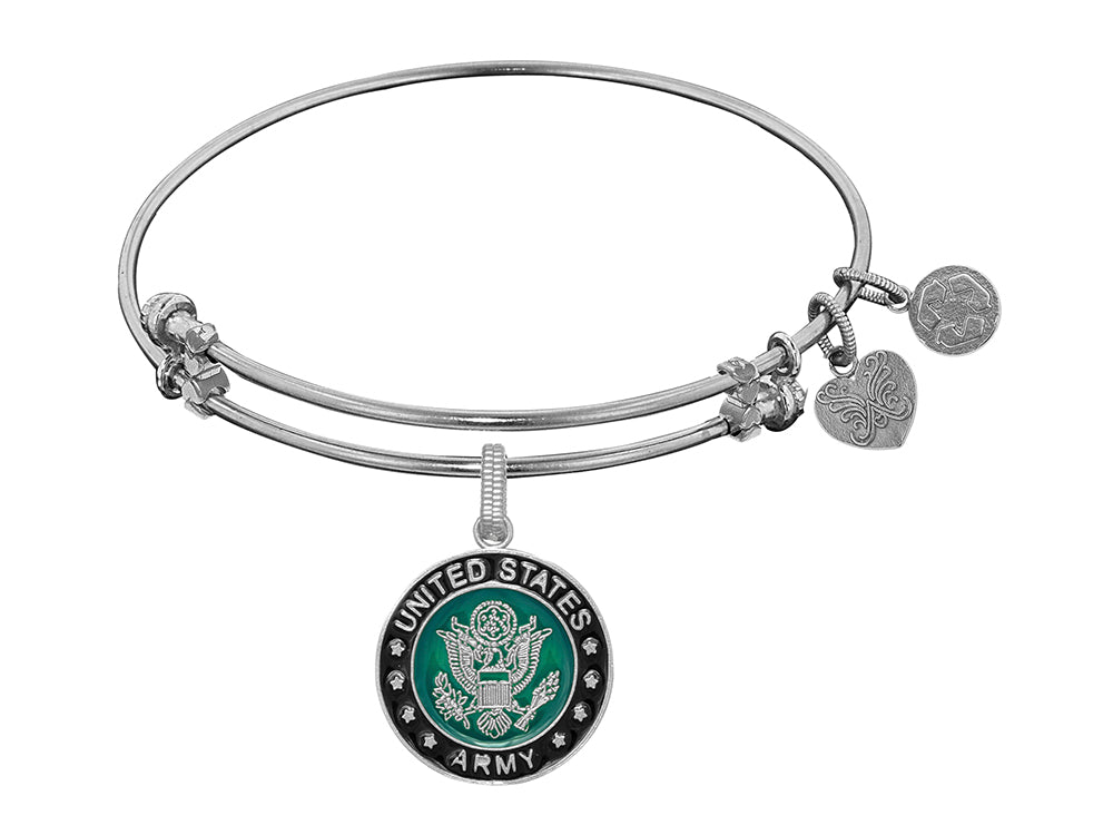 Angelica Collection Brass with White Finish U.S. Army Enamel Symbol Expandable Bangle