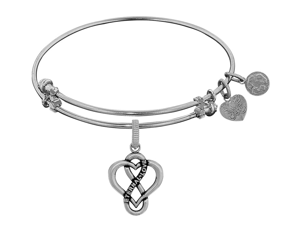 Brass White Finish Eternal Love Charm On White Angelica Collection Bangle