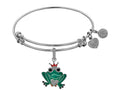 Brass White Finish Frog Charm On White Angelica Collection Bangle