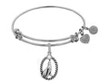 Brass White Finish Seal W/ CZ Charm On White Angelica Collection Bangle