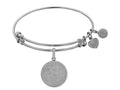 Brass White Finish Round Personalize Engravable Charm On White Angelica Collection Bangle