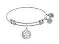 Angelica Collection Brass With White Sanddollar Charm With White CZ On White Bangle