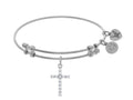 Angelica Collection Brass With White Cross Charm With White CZ On Whi Te Bangle