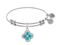 Angelica Collection Brass With White Charm With Lite Blue+center White CZ On White Bangle