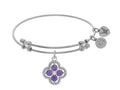 Angelica Collection Brass With White Charm With Purple+white CZ On White Bangle