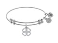 Angelica Collection Brass With White Heart Clover Charm With White CZ On White Bangle