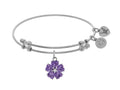 Angelica Collection Brass White 5-heart Flower Charm Purple Le+small Center White CZ On White Bangle