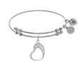 Angelica Collection Brass With White Open Graduated Heart Charm With W Hite CZ On White Bangle