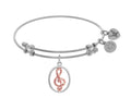 Angelica Collection Brass With Pink+white Musical Note Charm On White Bangle