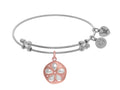 Brass With Pink+white Finish Charm On White Angelica Collection Bangle Sanddollar