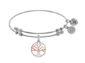 Brass With Pink+white Finish Tree Of Life Charm On White Angelica Collection Bangle