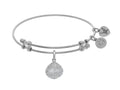 Brass With White Finish Charm With White CZ Sea Shell On White Angelica Collection Bangle