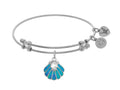 Brass With White Finish Charm With Created Opal On White Angelica Collection Bangle