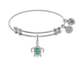 Brass With White Finish Charm With Created Opal Turtle On White Angelica Collection Bangle