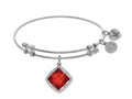Brass With White Finish Charm With Red CZ On White Angelica Collection Bangle