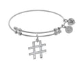 Brass With White Finish Hash Tag Charm On White Angelica Collection Bangle