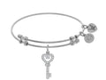 Brass With White Key Charm With CZ On White Angelica Collection Bangle