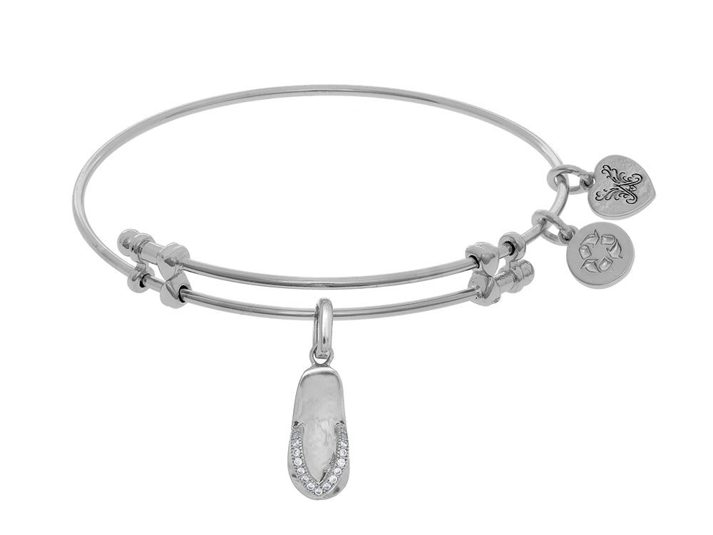 Brass With White Flip Flop Charm With CZ On White Angelica Collection Bangle