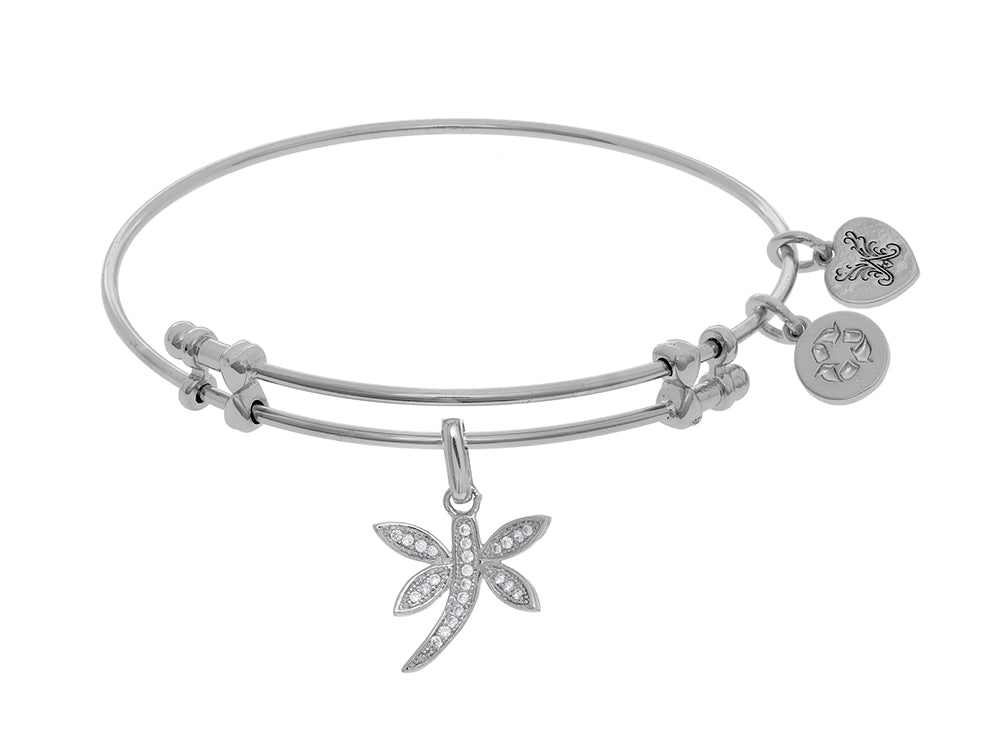 Brass With White Dragonfly Charm On WhiteAngelica Bangle