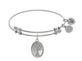 Brass With White Tree Of Life On Created Mop Oval Charm On White Angelica Collection Bangle