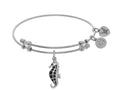 Brass With White Sea Horse Enamel Charm On White Angelica Bangle