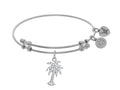 Brass With White Palm Tree Charm With CZ On White Angelica Collection Bangle