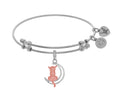Angelica Collection Brass With Pink+white Caterpillar Sitting On 1/4 M Oon Charm On White Bangle