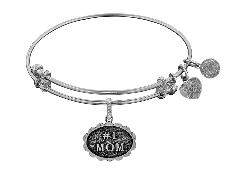 Brass With White Finish #1 Mom Charm For Angelica Collection Bangle