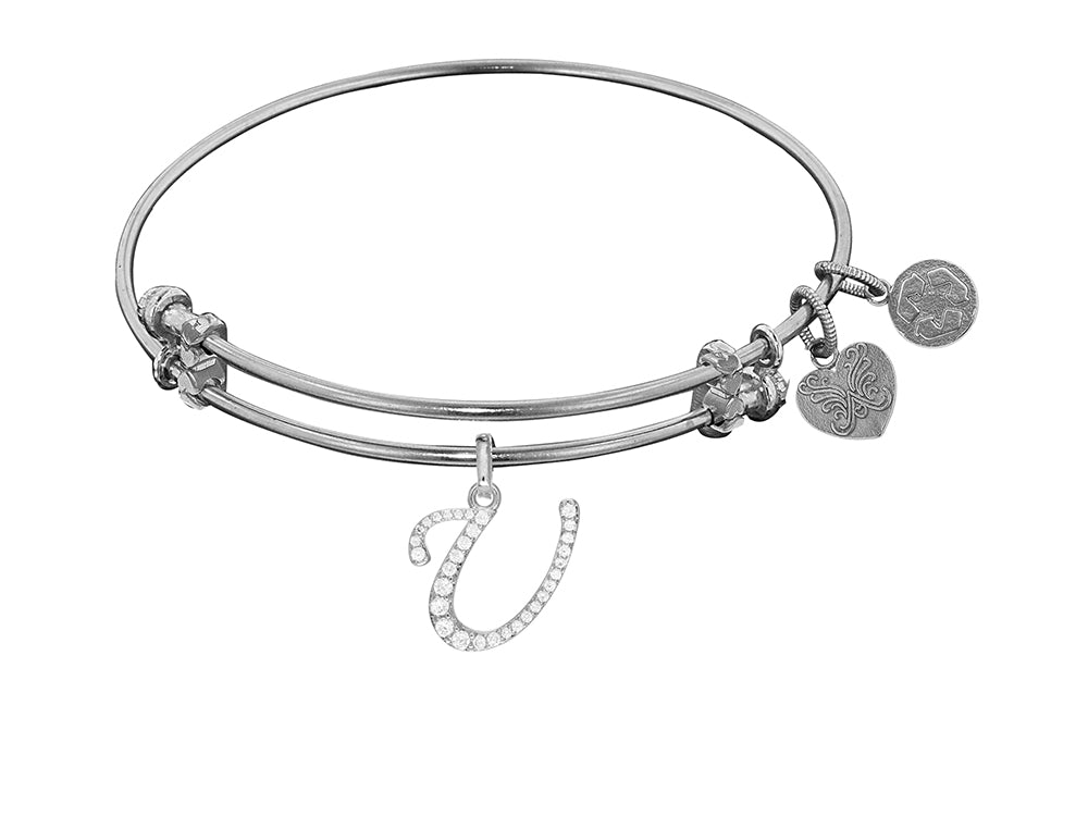 Brass With White Finish Initial U Charm For Angelica Collection Bangle